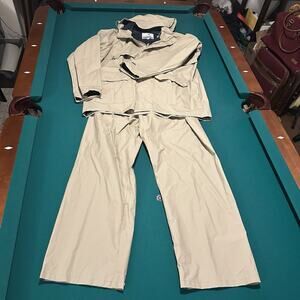 Cedar Key Tan Rain Suit 2-Piece Jacket & Pants Set Men’s Size L Waterproof